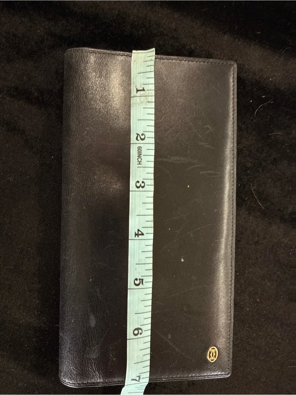 Cartier Black Leather Long Card & Key Holder with Gold Logo